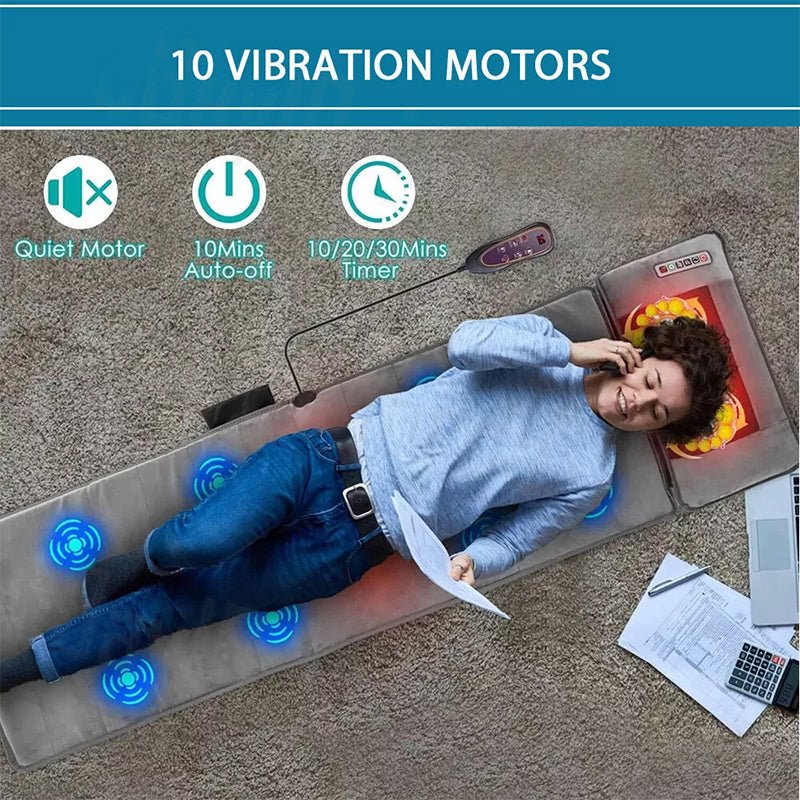 Full Body Electric Massage Mat,with 10 Vibration Motors Pad and 4 Heating Pad - Bio Healing Australia