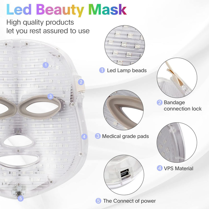 LED Light Face Mask Facial Skin Rejuvenation Therapy Anti Wrinkle - Bio Healing Australia